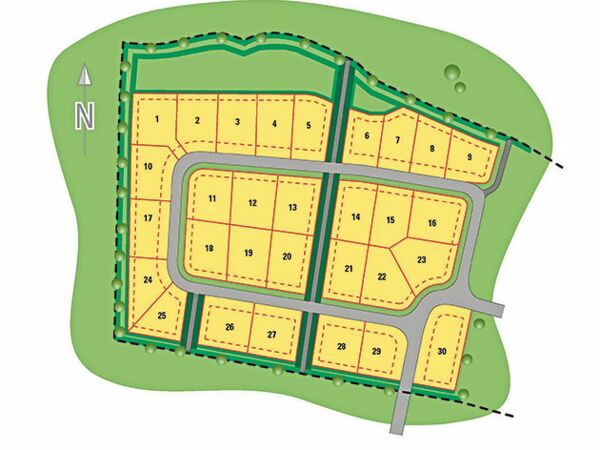 Auf der 4,6 Hektar großen Fläche in Seth westlich der Kirchstraße sind 30 Grundstücke geplant.Skizze:  Landgesellschaft