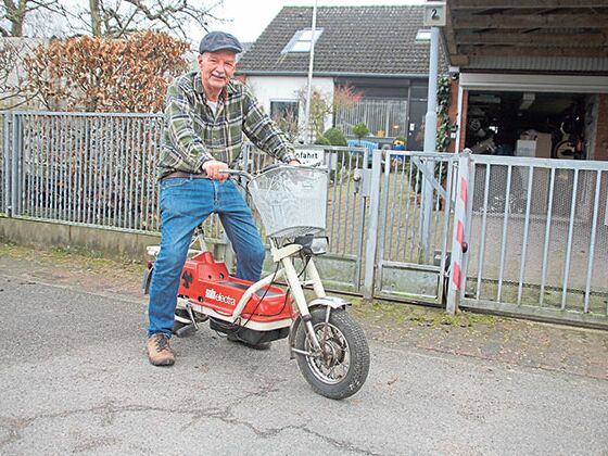 52 Jahre ist dieses E-Bike alt. Hubert Brosche hat die Solo Electra wieder flottgemacht. Fotos: ohe